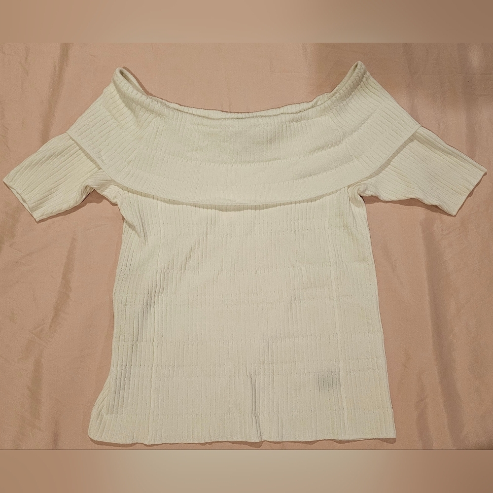Lane Bryant Off-Shoulder Blouse in Soft Cream
